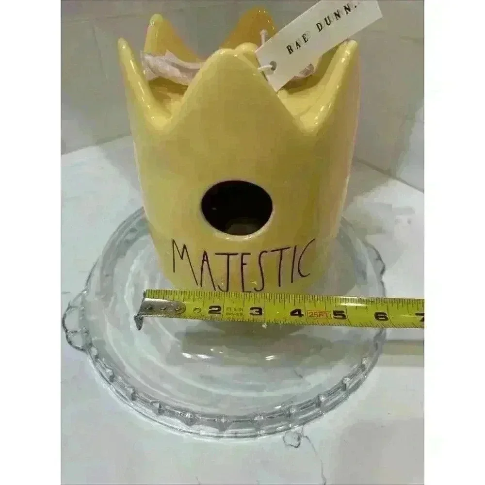 Rae Dunn Majestic Crown Birdhouse Yellow Ceramic New With Tags